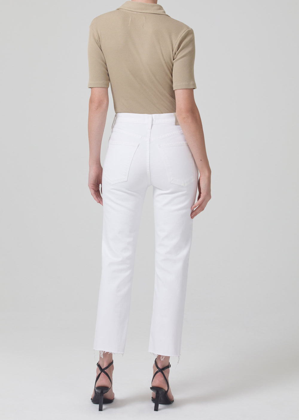 Daphne Crop High Rise Jeans in White