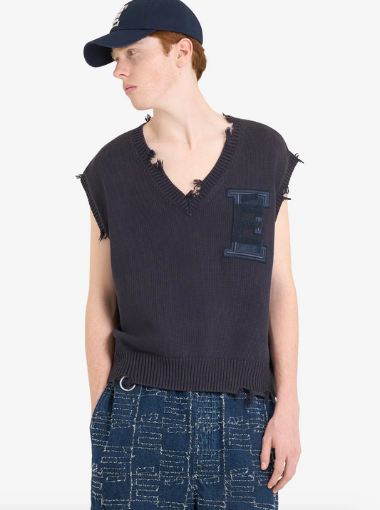 Sweater Shortsleeve V-Neck Navy