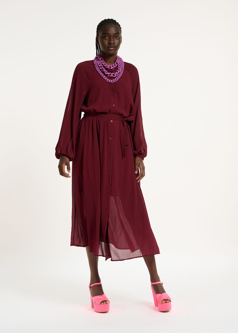 Dress Burgundy Belted