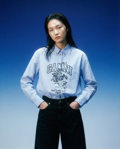 Shirt Stripe Logo Blue