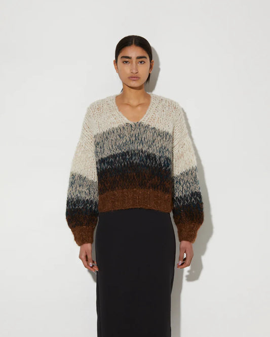 Sweater V-Neck Brown Ombre