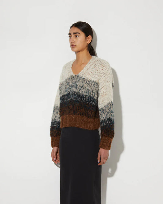 Sweater V-Neck Brown Ombre