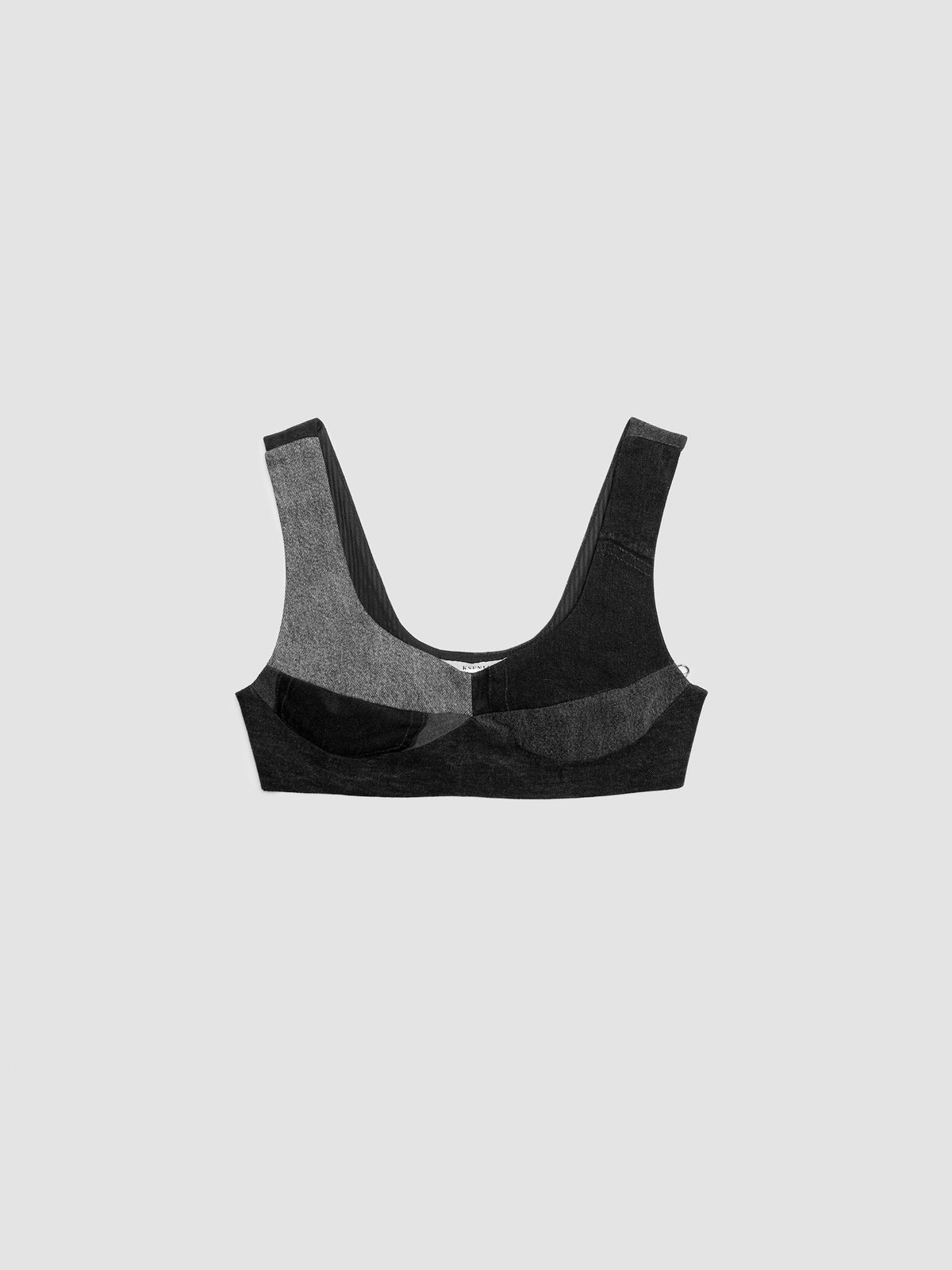 Corsetted Demin Bra Black