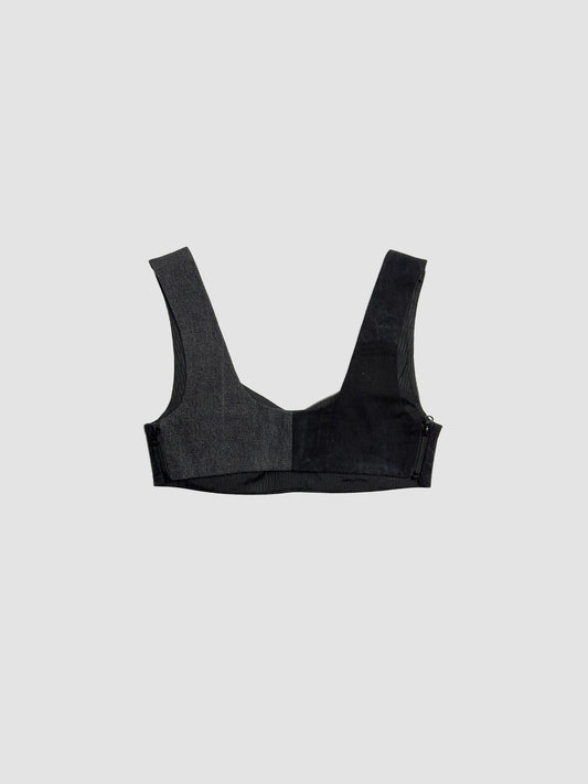 Corsetted Demin Bra Black