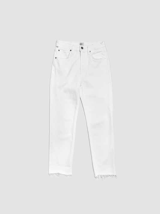 Daphne Crop High Rise Jeans in White