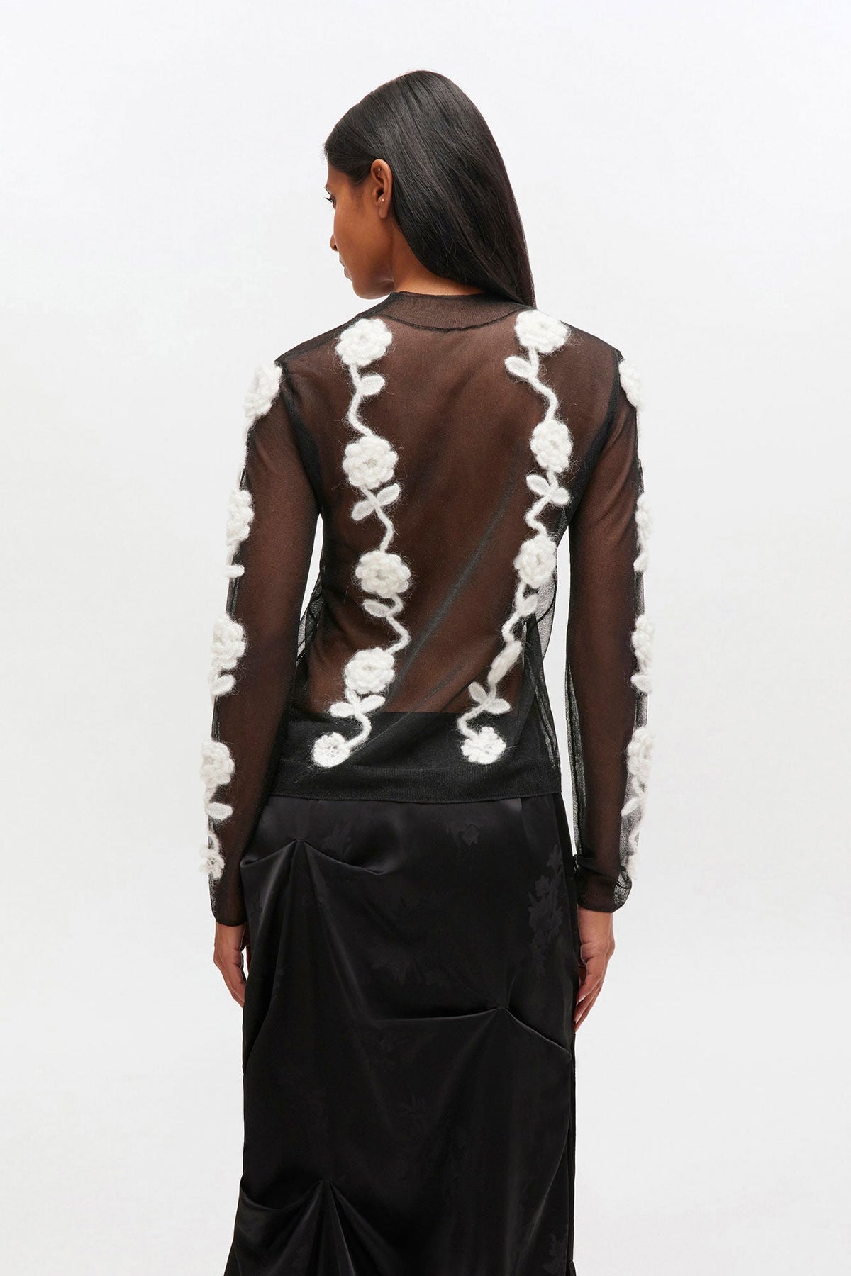 Top Flower Crochet Black & White
