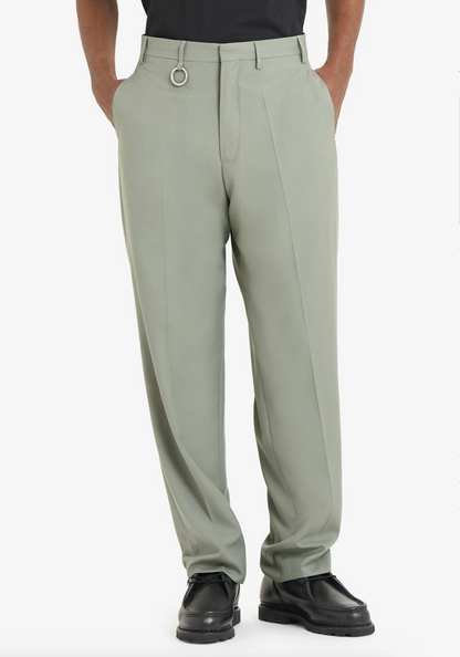 Pants Wool Straight Suit Sage