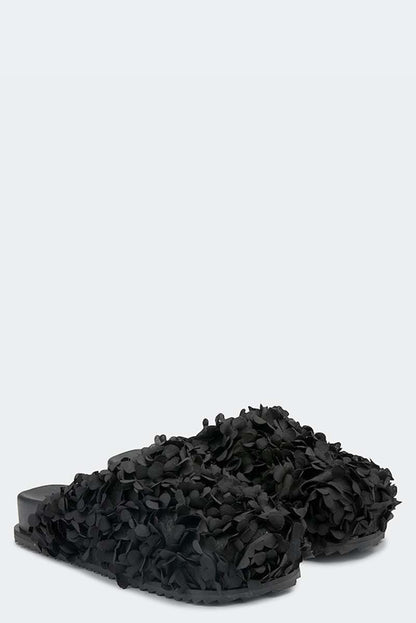 Sandals Slide Flower Black