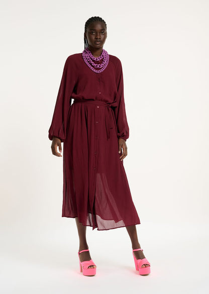 Dress Burgundy Belted